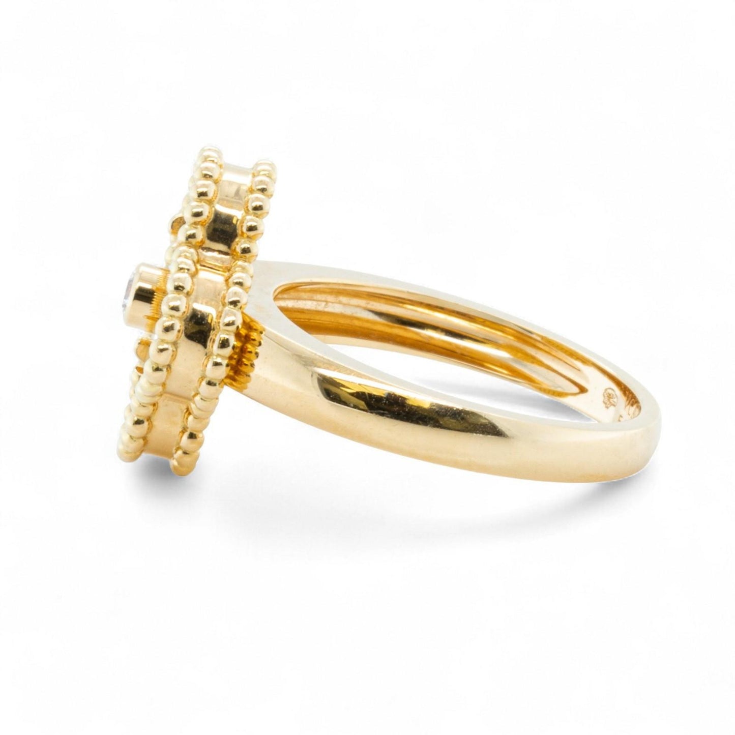Van Cleef Arpels Onyx Vintage Alhambra 18k Yellow Gold Diamond Ring 54 BOX + COA