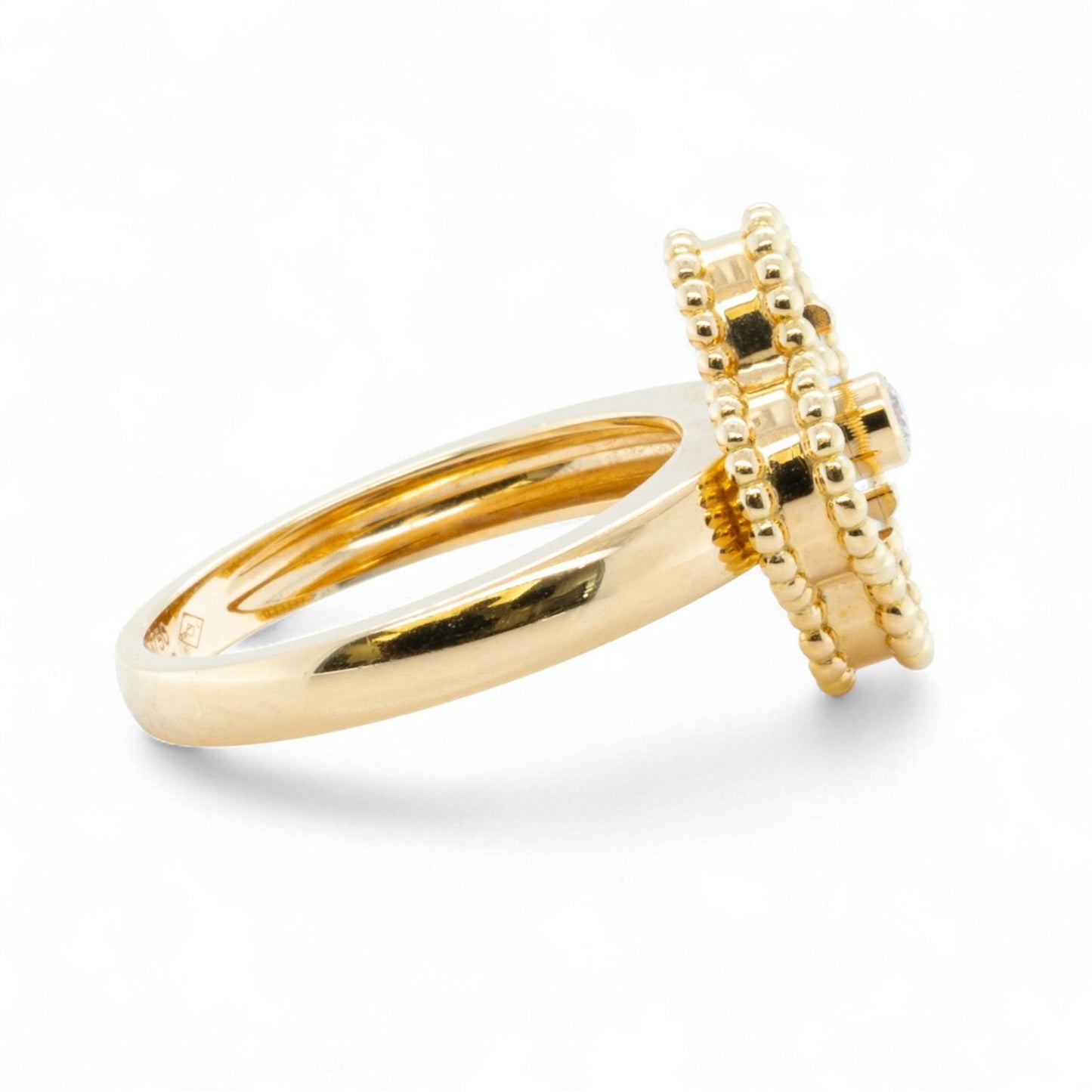 Van Cleef Arpels Onyx Vintage Alhambra 18k Yellow Gold Diamond Ring 54 BOX + COA