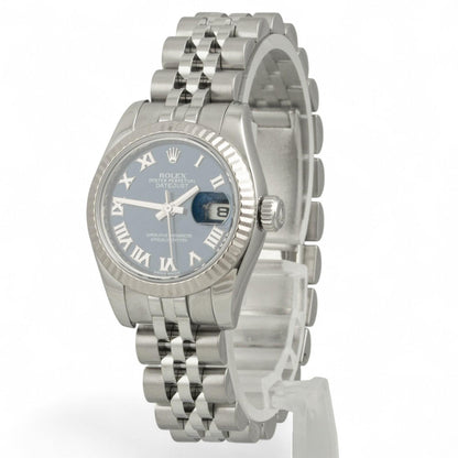 Rolex DateJust 179174 Blue Roman Stainless Steel 26mm Ladies Watch BOX + PAPERS