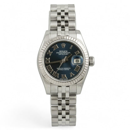 Rolex DateJust 179174 Blue Roman Stainless Steel 26mm Ladies Watch BOX + PAPERS