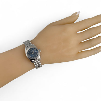 Rolex DateJust 179174 Blue Roman Stainless Steel 26mm Ladies Watch BOX + PAPERS