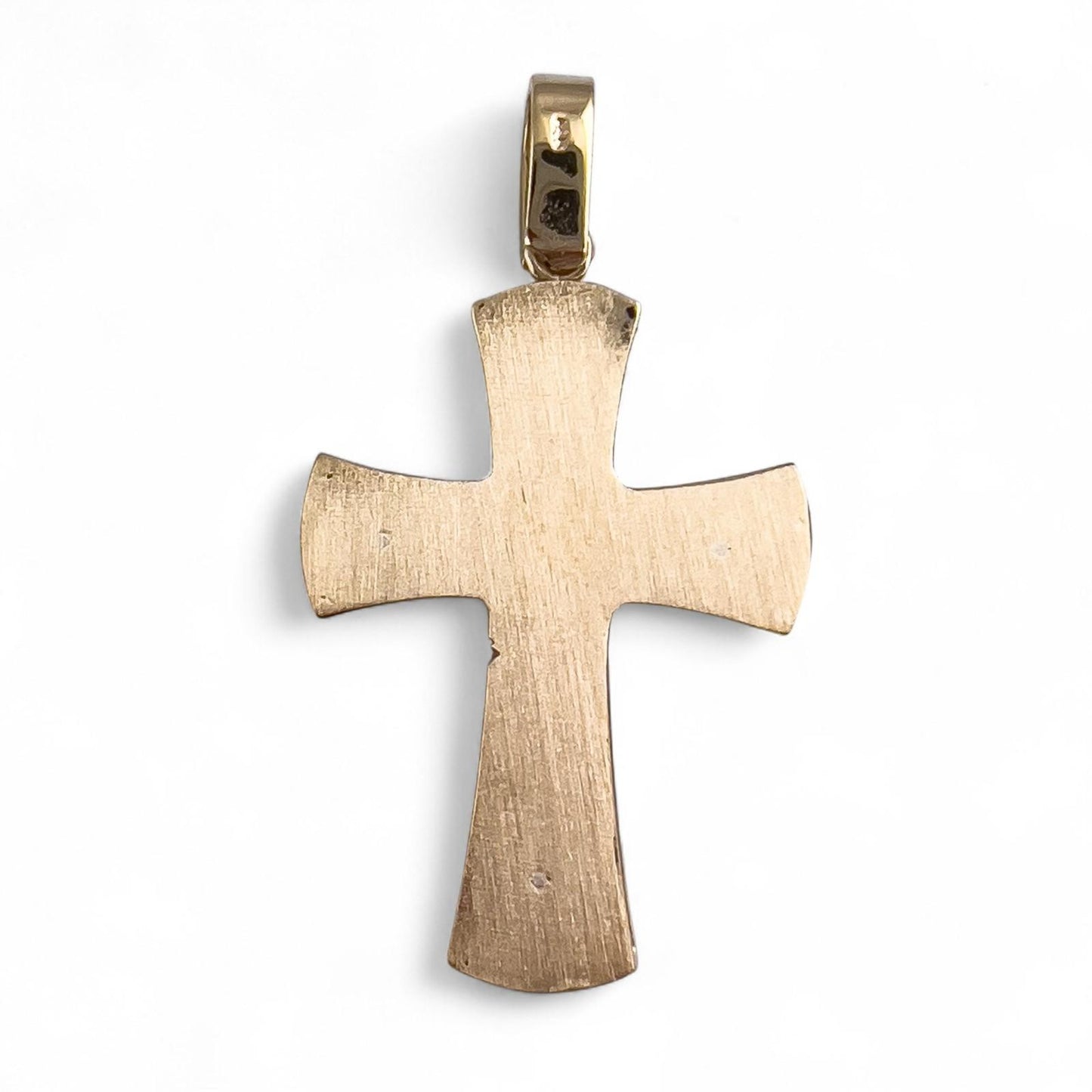 14k Yellow & White Gold Diamond Crucifix Cross Shadowbox Mirror Pendant 0.30ctw