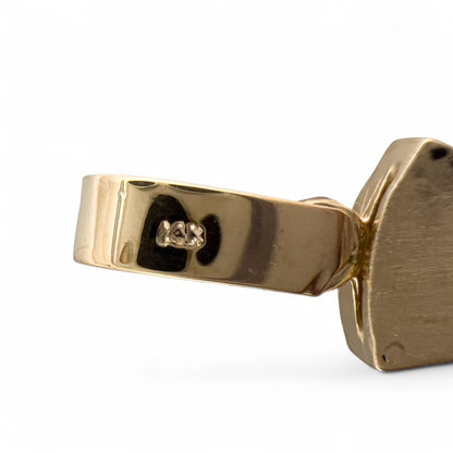 14k Yellow & White Gold Diamond Crucifix Cross Shadowbox Mirror Pendant 0.30ctw