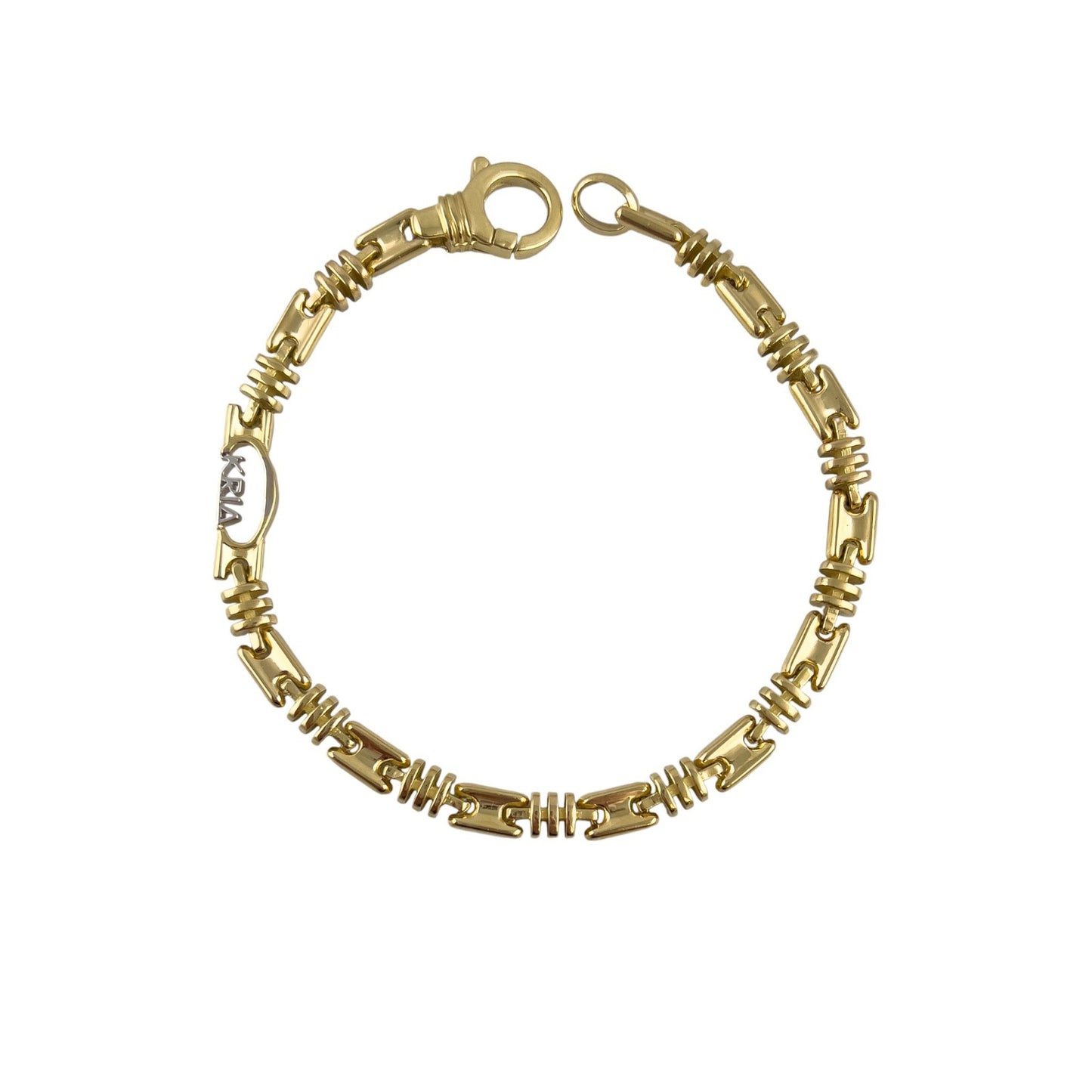 KRIA 18k Yellow Gold Designer Fancy Link 4.50mm Chain Bracelet 8.75" 29.3g ITALY