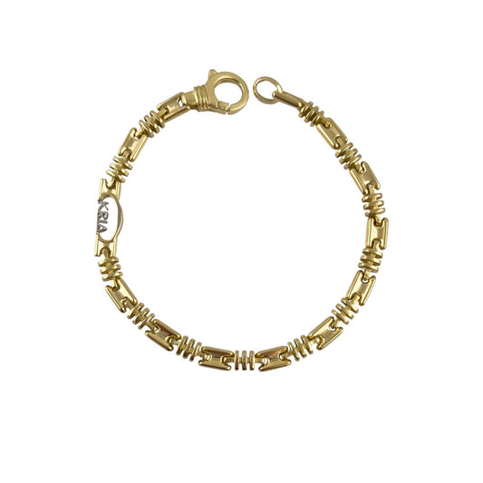 KRIA 18k Yellow Gold Designer Fancy Link 4.50mm Chain Bracelet 8.75" 29.3g ITALY