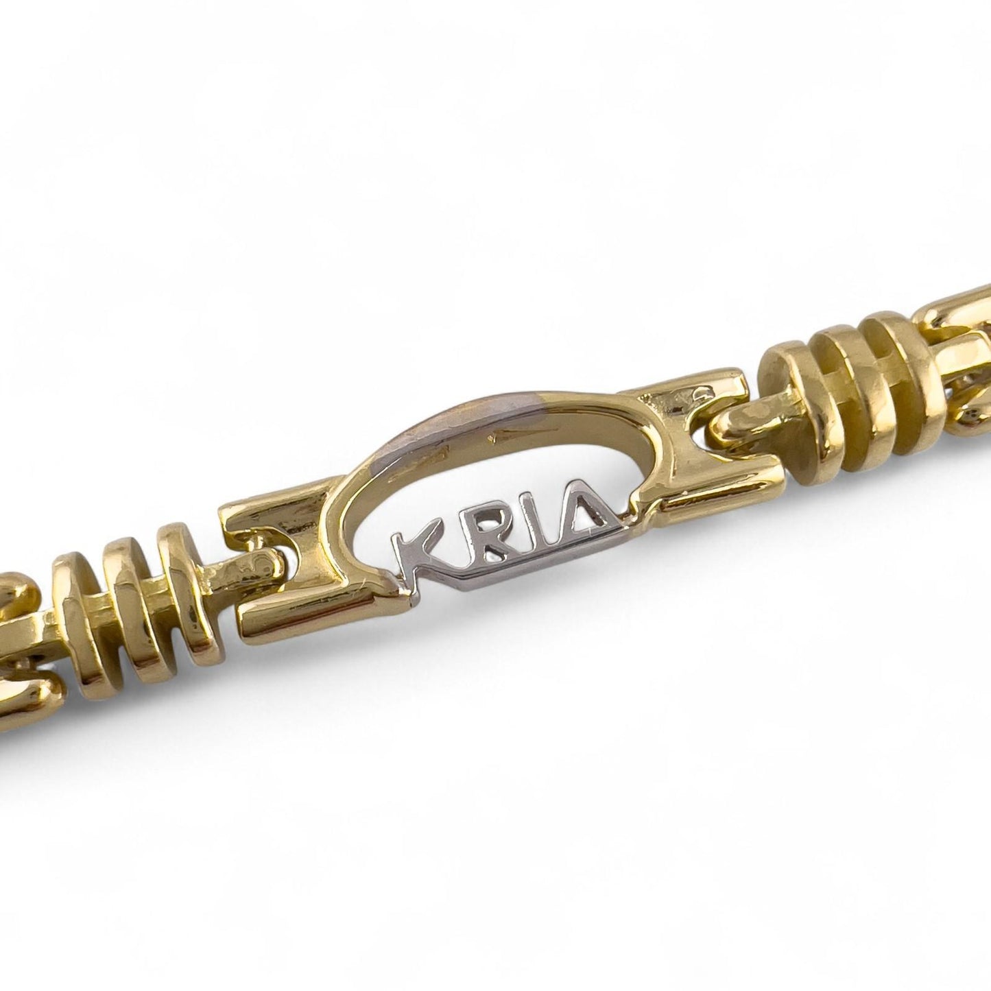 KRIA 18k Yellow Gold Designer Fancy Link 4.50mm Chain Bracelet 8.75" 29.3g ITALY