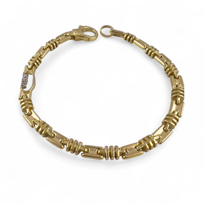 KRIA 18k Yellow Gold Designer Fancy Link 4.50mm Chain Bracelet 8.75" 29.3g ITALY