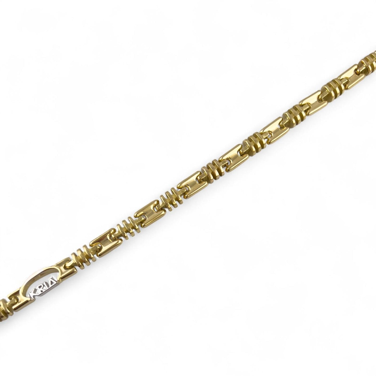 KRIA 18k Yellow Gold Designer Fancy Link 4.50mm Chain Bracelet 8.75" 29.3g ITALY