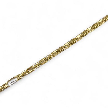 KRIA 18k Yellow Gold Designer Fancy Link 4.50mm Chain Bracelet 8.75" 29.3g ITALY