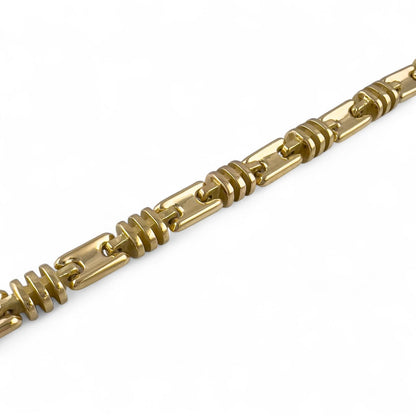 KRIA 18k Yellow Gold Designer Fancy Link 4.50mm Chain Bracelet 8.75" 29.3g ITALY