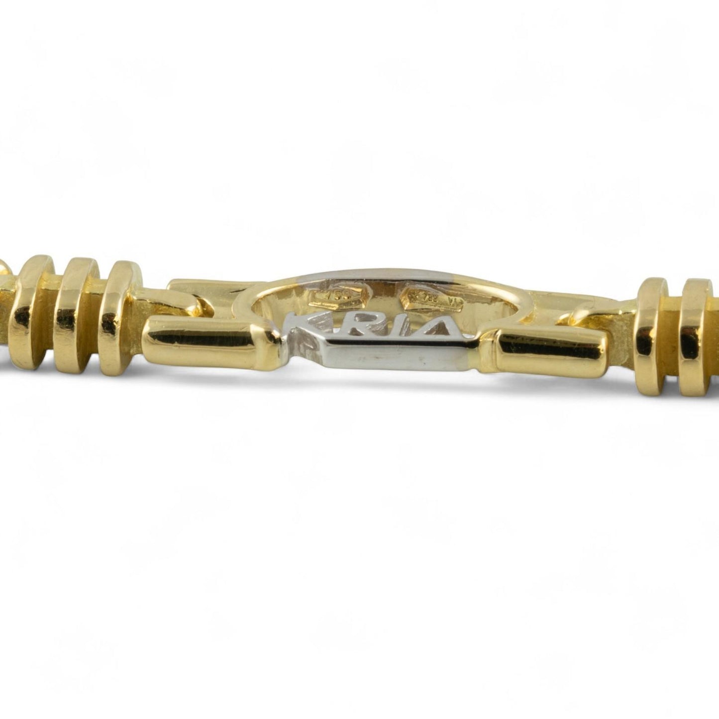 KRIA 18k Yellow Gold Designer Fancy Link 4.50mm Chain Bracelet 8.75" 29.3g ITALY