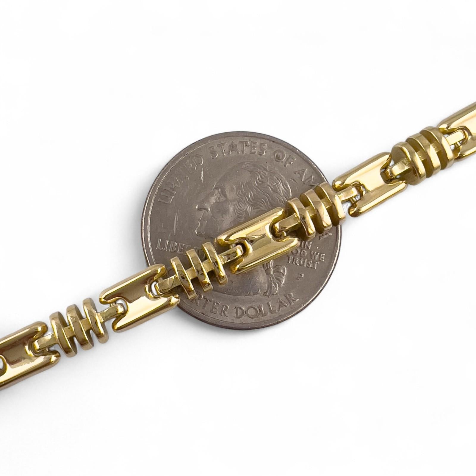 KRIA 18k Yellow Gold Designer Fancy Link 4.50mm Chain Bracelet