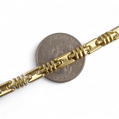 KRIA 18k Yellow Gold Designer Fancy Link 4.50mm Chain Bracelet 8.75" 29.3g ITALY