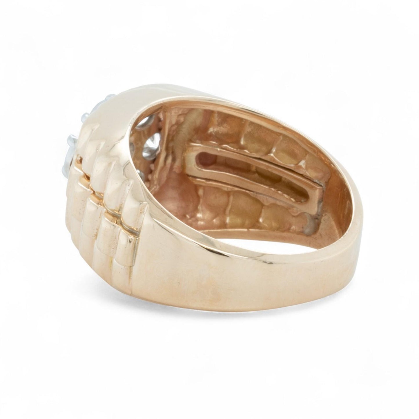 Rolex President Jubilee Style 14k Yellow Gold Diamond Cluster Ring 1.32ctw 10.25