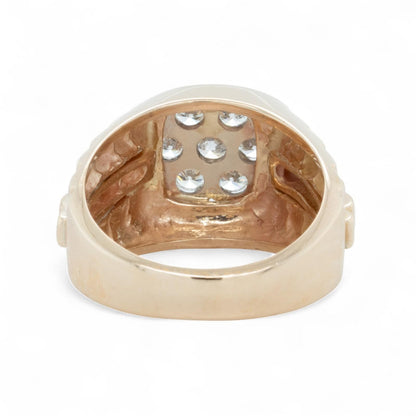 Rolex President Jubilee Style 14k Yellow Gold Diamond Cluster Ring 1.32ctw 10.25