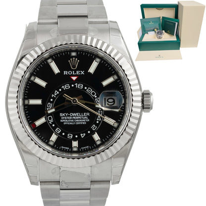 STICKERED Rolex Sky-Dweller Black 42mm Stainless Steel 326934 BOX + PAPERS 2022