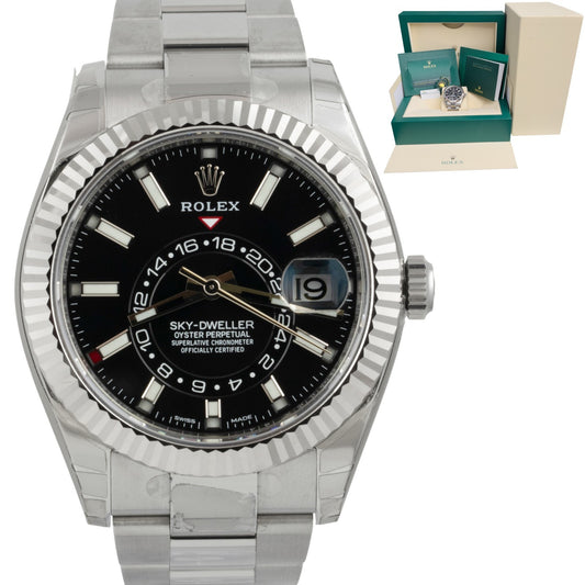 STICKERED Rolex Sky-Dweller Black 42mm Stainless Steel 326934 BOX + PAPERS 2022