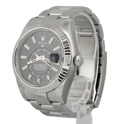 STICKERED Rolex Sky-Dweller Black 42mm Stainless Steel 326934 BOX + PAPERS 2022