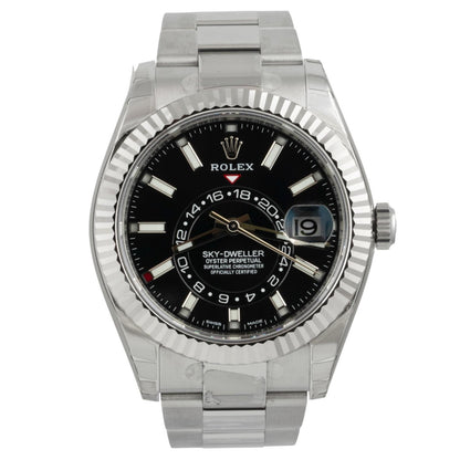 STICKERED Rolex Sky-Dweller Black 42mm Stainless Steel 326934 BOX + PAPERS 2022