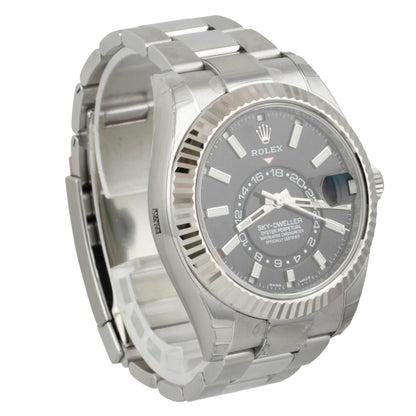 STICKERED Rolex Sky-Dweller Black 42mm Stainless Steel 326934 BOX + PAPERS 2022