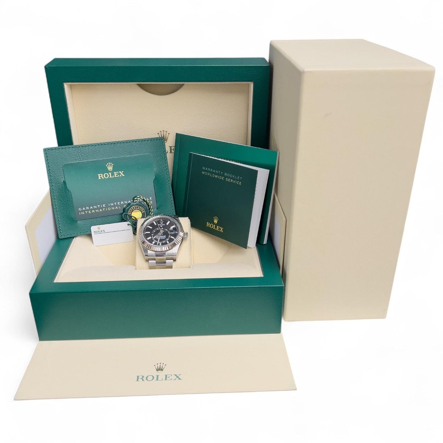 STICKERED Rolex Sky-Dweller Black 42mm Stainless Steel 326934 BOX + PAPERS 2022