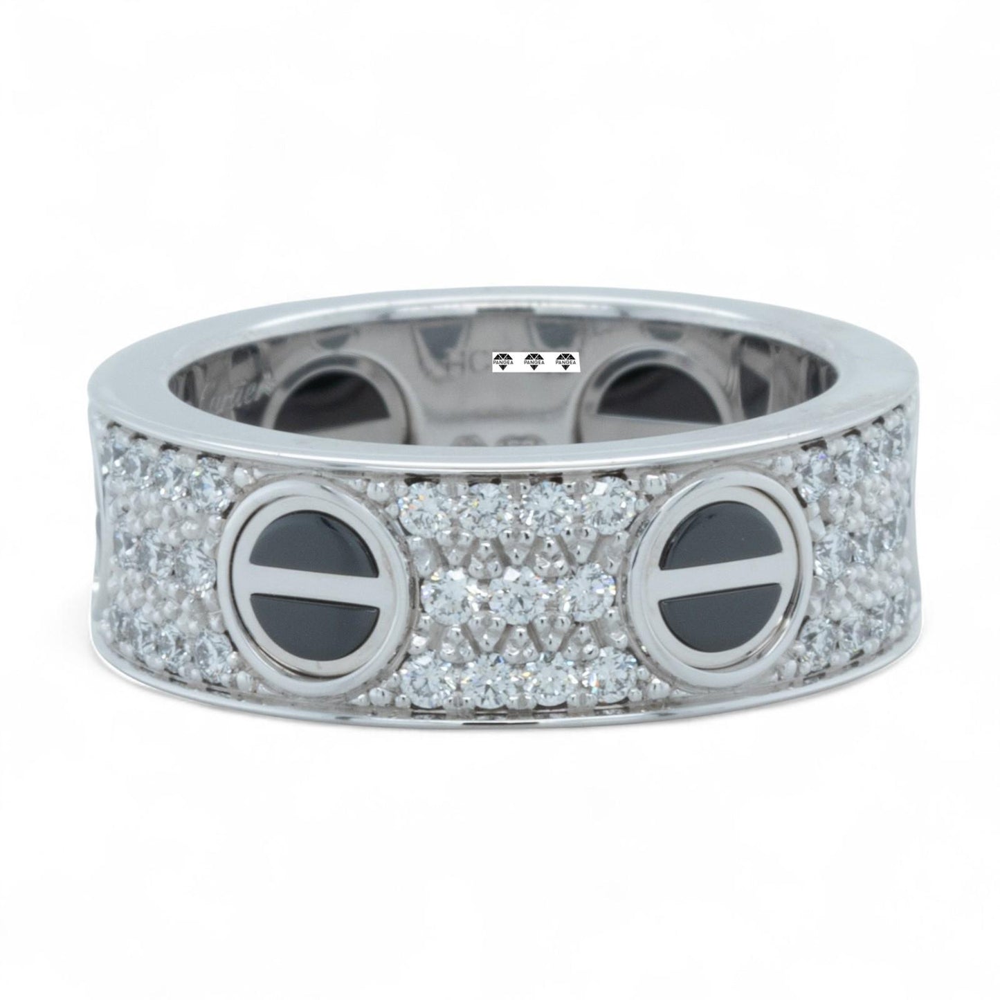 Cartier Love Ceramic Pave Diamond 18k White Gold Ring Size 48 US 4.5 BOX CERT