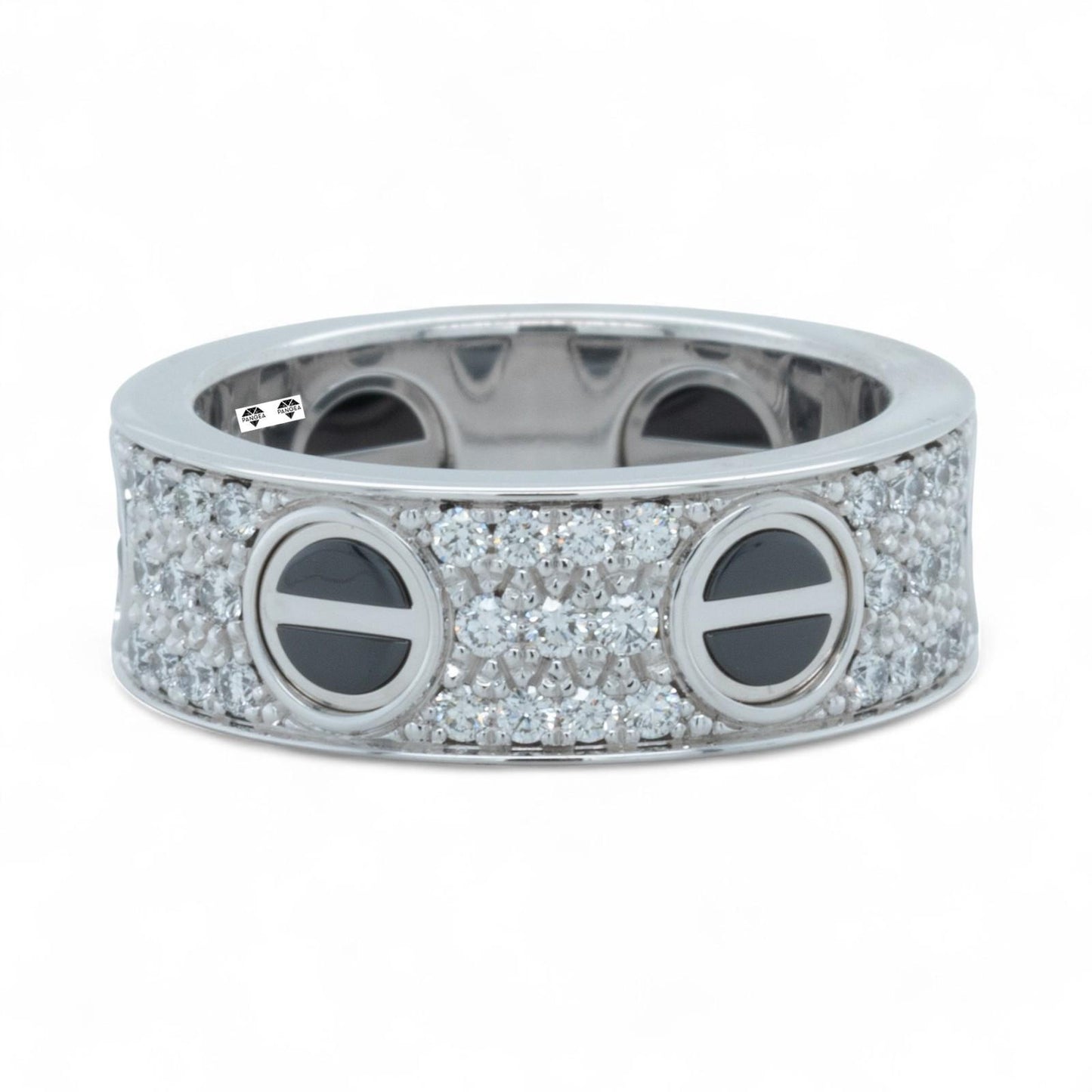 Cartier Love Ceramic Pave Diamond 18k White Gold Ring Size 48 US 4.5 BOX CERT