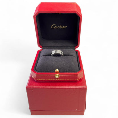 Cartier Love Ceramic Pave Diamond 18k White Gold Ring Size 48 US 4.5 BOX CERT