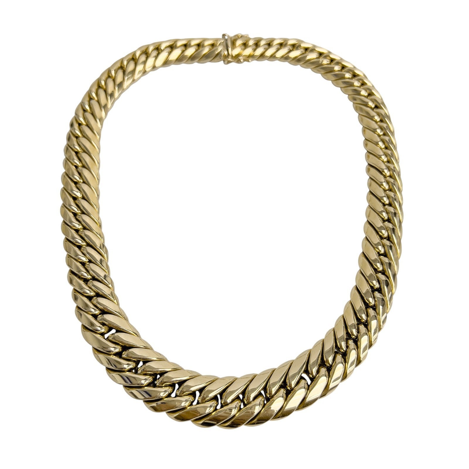 14k Yellow Gold Graduated Cuban Link Semi-Solid Chain Choker Necklace ...