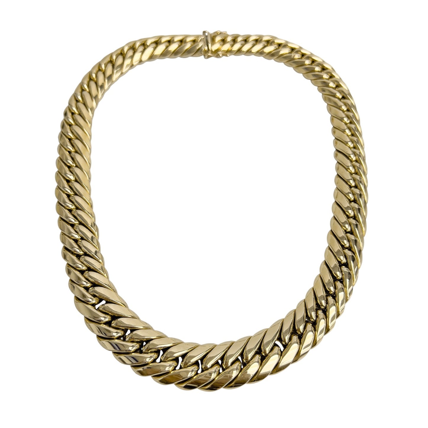 14k Yellow Gold Graduated Cuban Link Semi-Solid Chain Choker Necklace 16" 59.7g