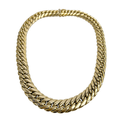 14k Yellow Gold Graduated Cuban Link Semi-Solid Chain Choker Necklace 16" 59.7g
