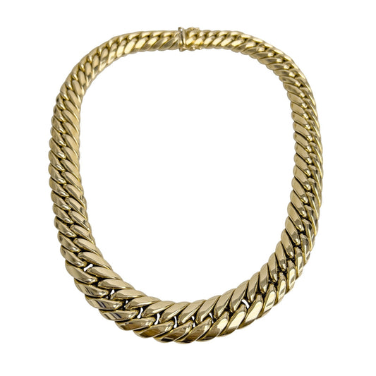 14k Yellow Gold Graduated Cuban Link Semi-Solid Chain Choker Necklace 16" 59.7g