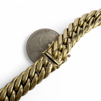 14k Yellow Gold Graduated Cuban Link Semi-Solid Chain Choker Necklace 16" 59.7g