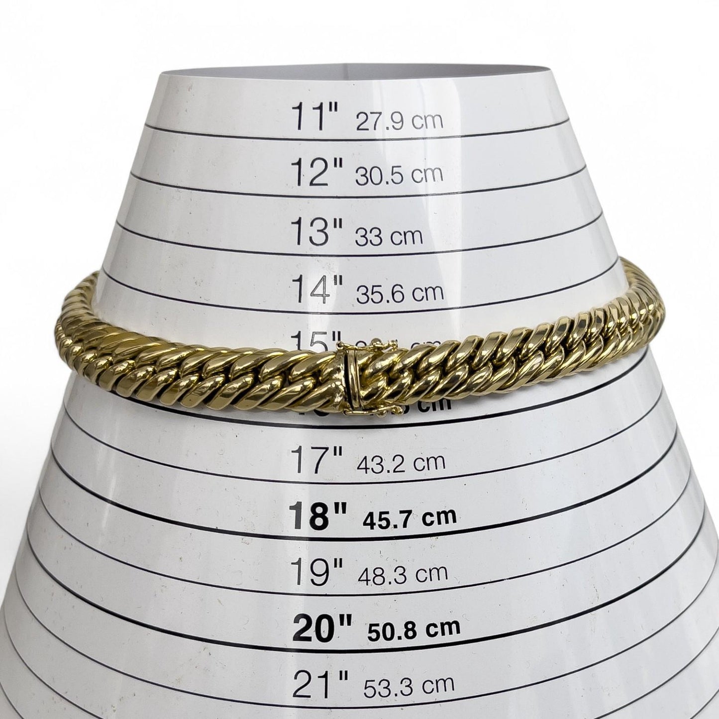 14k Yellow Gold Graduated Cuban Link Semi-Solid Chain Choker Necklace 16" 59.7g