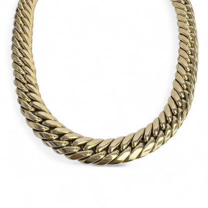 14k Yellow Gold Graduated Cuban Link Semi-Solid Chain Choker Necklace 16" 59.7g