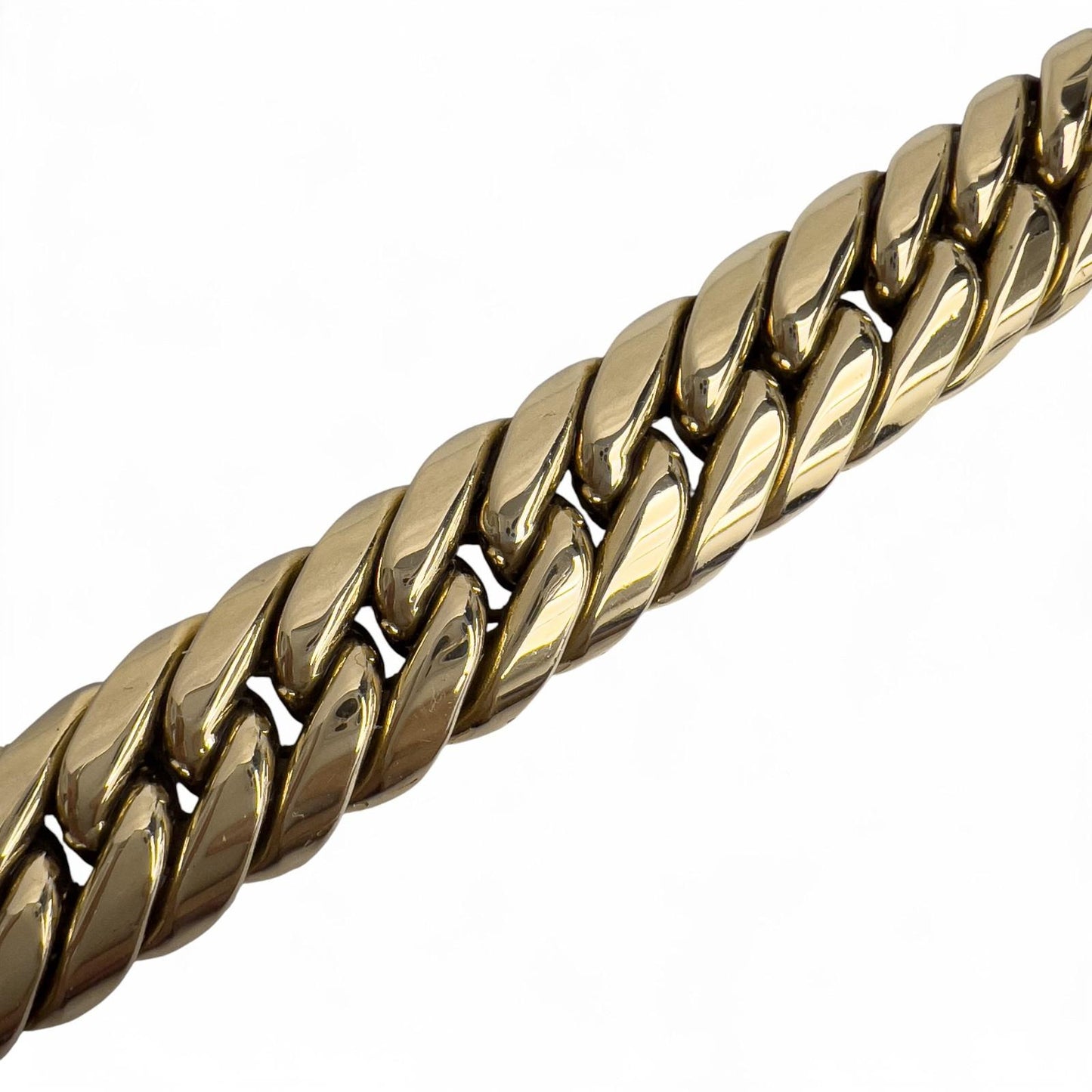 14k Yellow Gold Graduated Cuban Link Semi-Solid Chain Choker Necklace 16" 59.7g