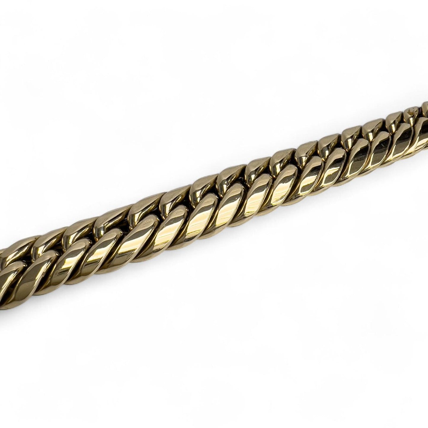 14k Yellow Gold Graduated Cuban Link Semi-Solid Chain Choker Necklace 16" 59.7g