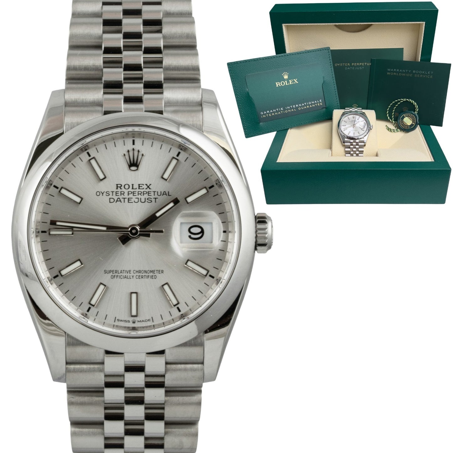 Rolex DateJust 126200 36mm Stainless Steel Silver Dial Watch 2022 BOX + PAPERS