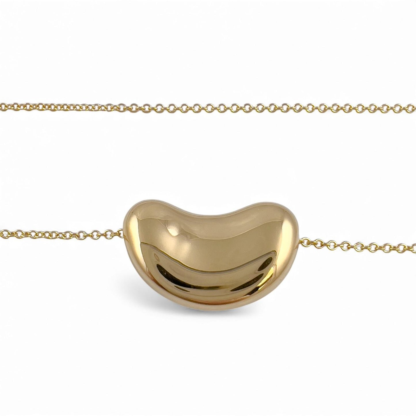Tiffany & Co. Elsa Peretti Bean 20mm 18k Yellow Gold Large Pendant Necklace 20"