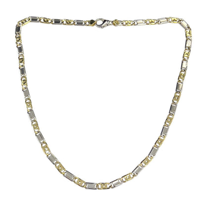 Y.T. 14k White & Yellow Gold Tiger Eye Link 6mm Chain Necklace 43.1g 22.5" ITALY