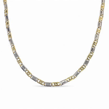 Y.T. 14k White & Yellow Gold Tiger Eye Link 6mm Chain Necklace 43.1g 22.5" ITALY