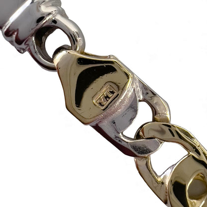 Y.T. 14k White & Yellow Gold Tiger Eye Link 6mm Chain Necklace 43.1g 22.5" ITALY