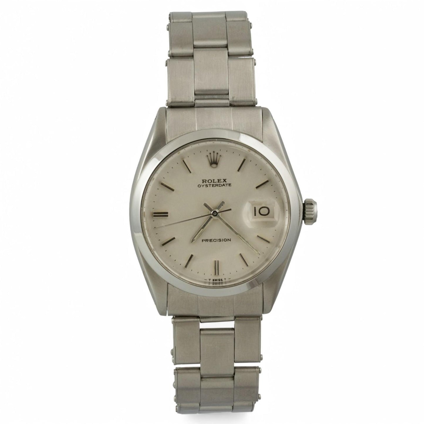 Rolex Oyster Date Precision 6694 Silver Dial Stainless Steel Smooth Bezel 34mm