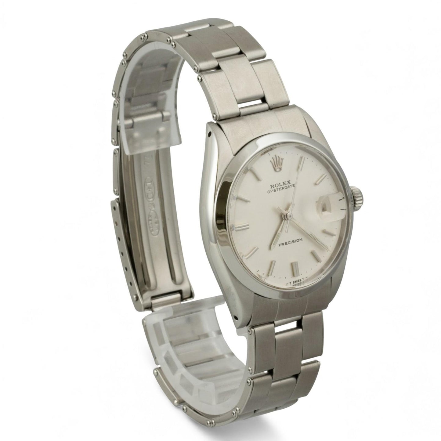 Rolex Oyster Date Precision 6694 Silver Dial Stainless Steel Smooth Bezel 34mm