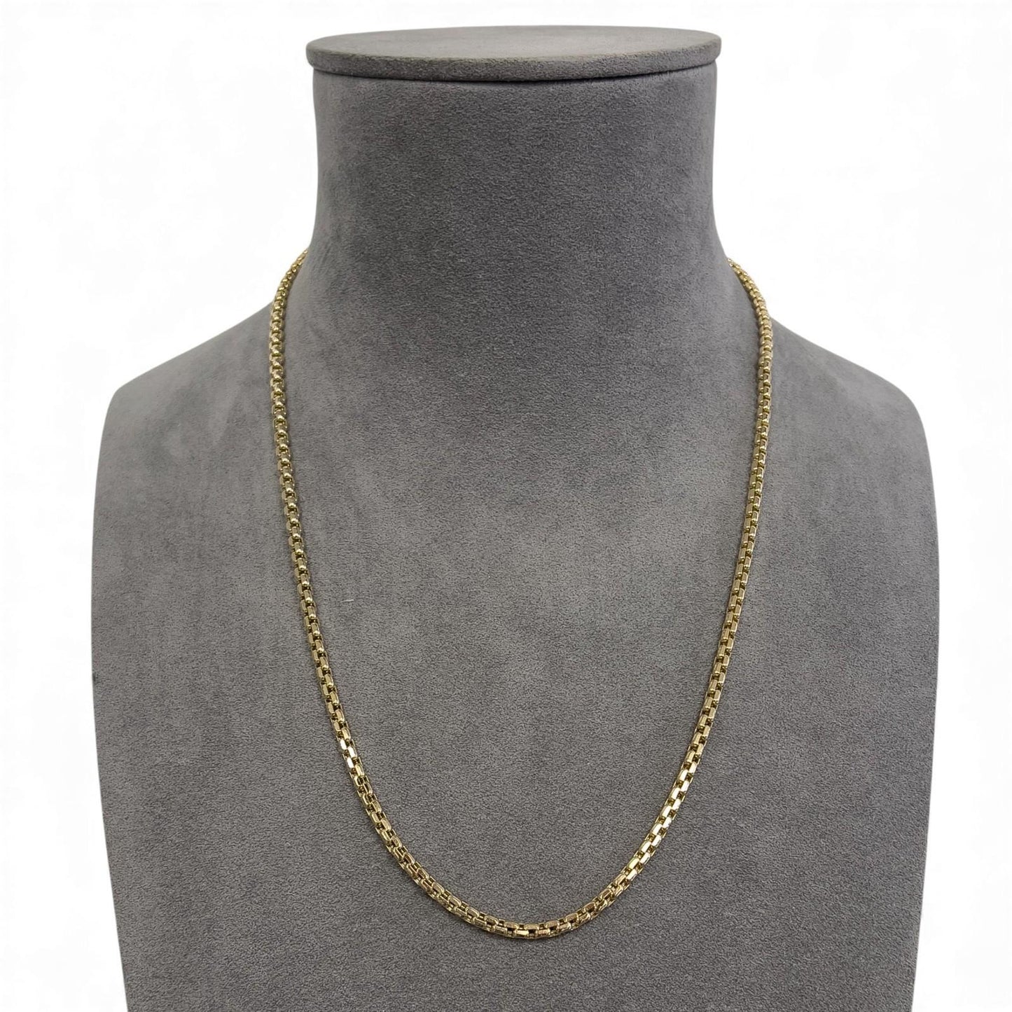 14k Yellow Gold Box Chain Link 3.00mm Necklace 22" 15.3 grams ITALY