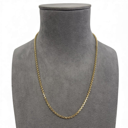 14k Yellow Gold Box Chain Link 3.00mm Necklace 22" 15.3 grams ITALY