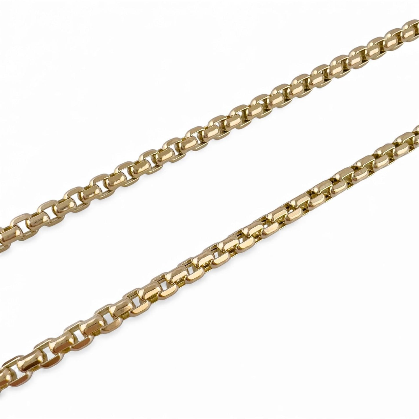 14k Yellow Gold Box Chain Link 3.00mm Necklace 22" 15.3 grams ITALY
