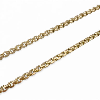 14k Yellow Gold Box Chain Link 3.00mm Necklace 22" 15.3 grams ITALY