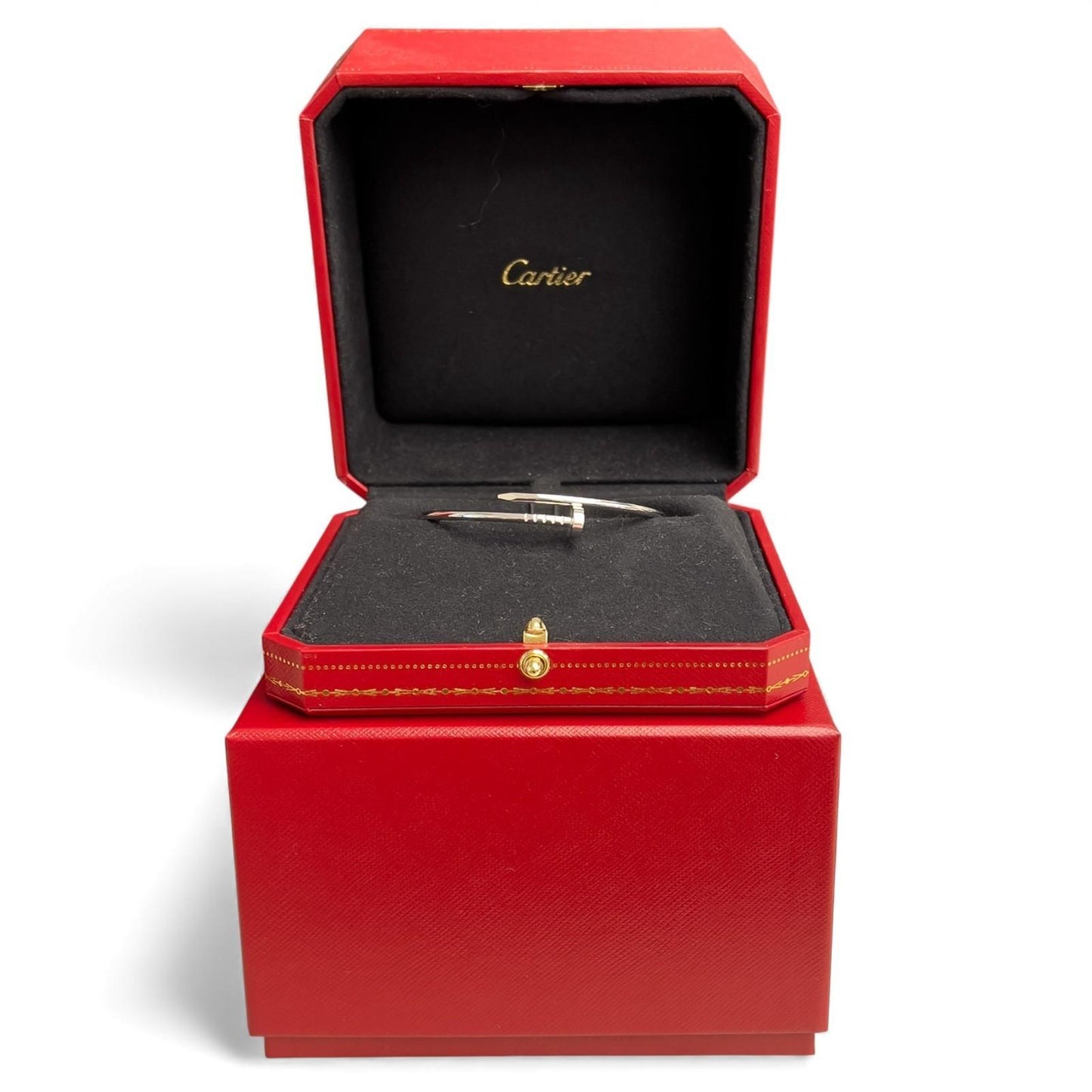 Cartier Juste un Clou 18k White Gold Small NAIL Bracelet SZ 17 BAG BOX + CERT