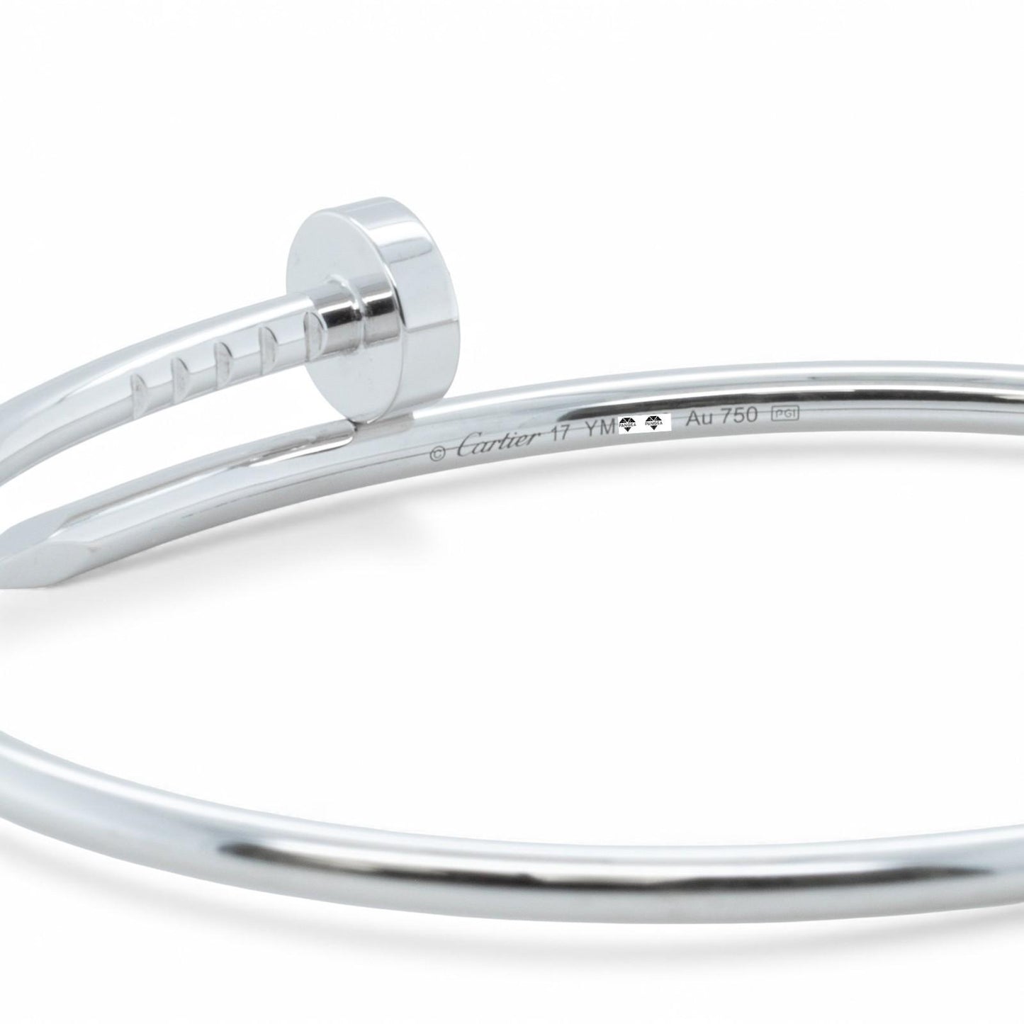 Cartier Juste un Clou 18k White Gold Small NAIL Bracelet SZ 17 BAG BOX + CERT